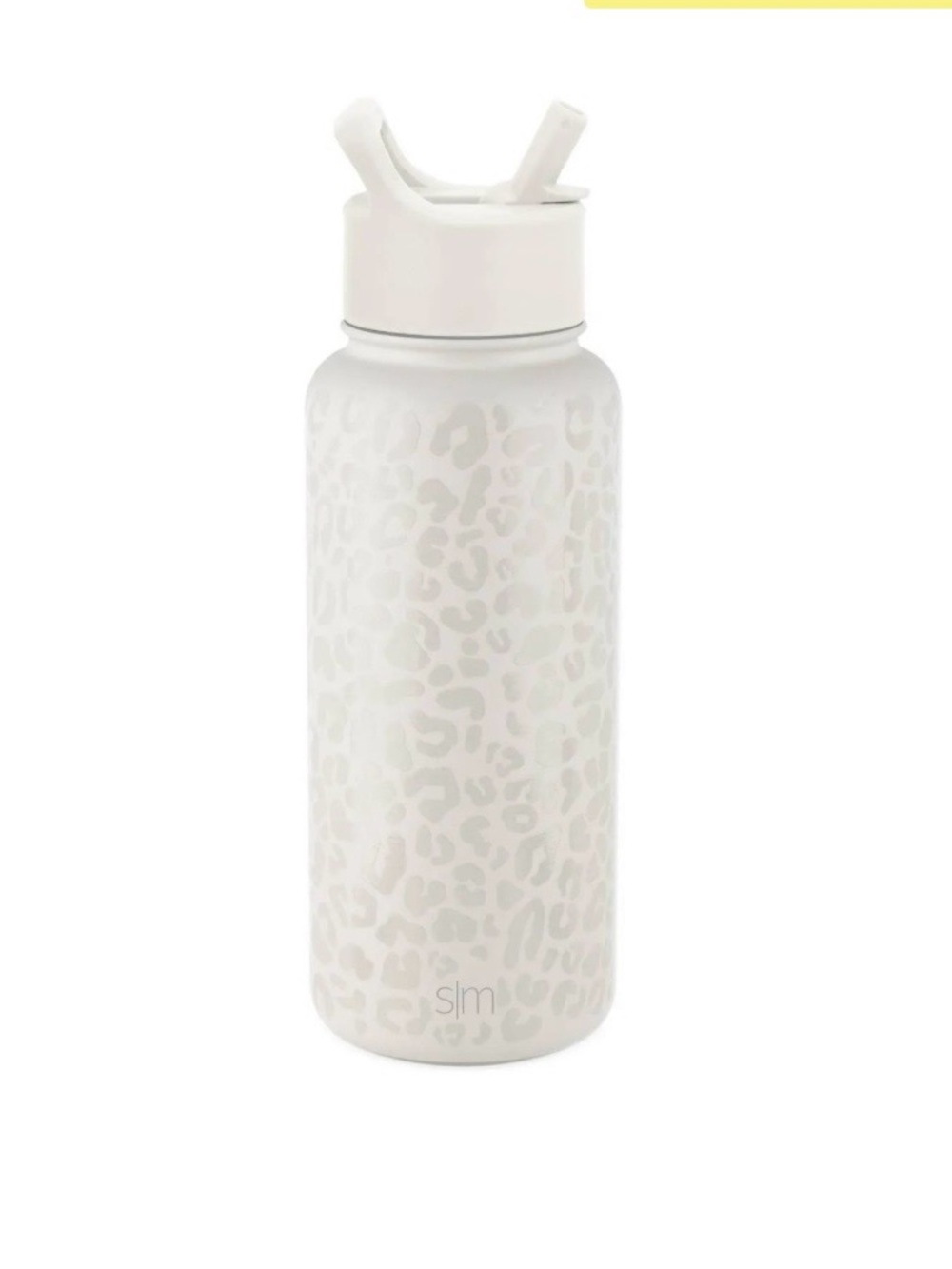 Simple Modern Cream Leopard Print Water Bottle with Straw Lid